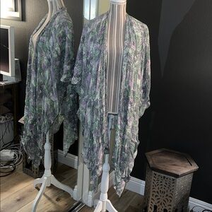 🛑 1 hour sale. NWT. Anthropologie, Bel Kazan, one size, Green & Purple Duster